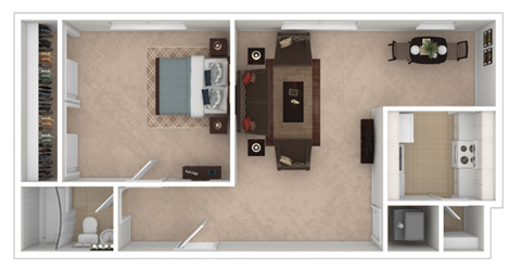 One Bedroom 750-to800 Sq. Ft. Floor Plan at Shaker Collection  Apartments, Integrity Realty, Ohio, 44120